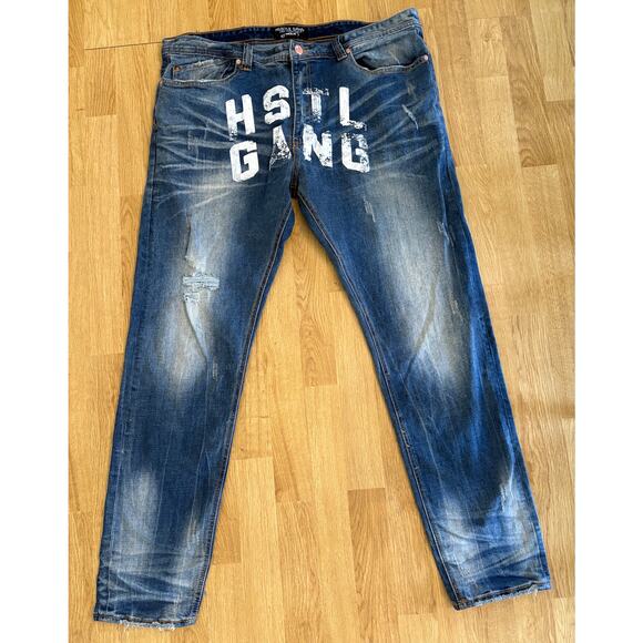 Hustle Gang Men’s Blue Wash Monarch Jeans SIZE 42 - Picture 2 of 10